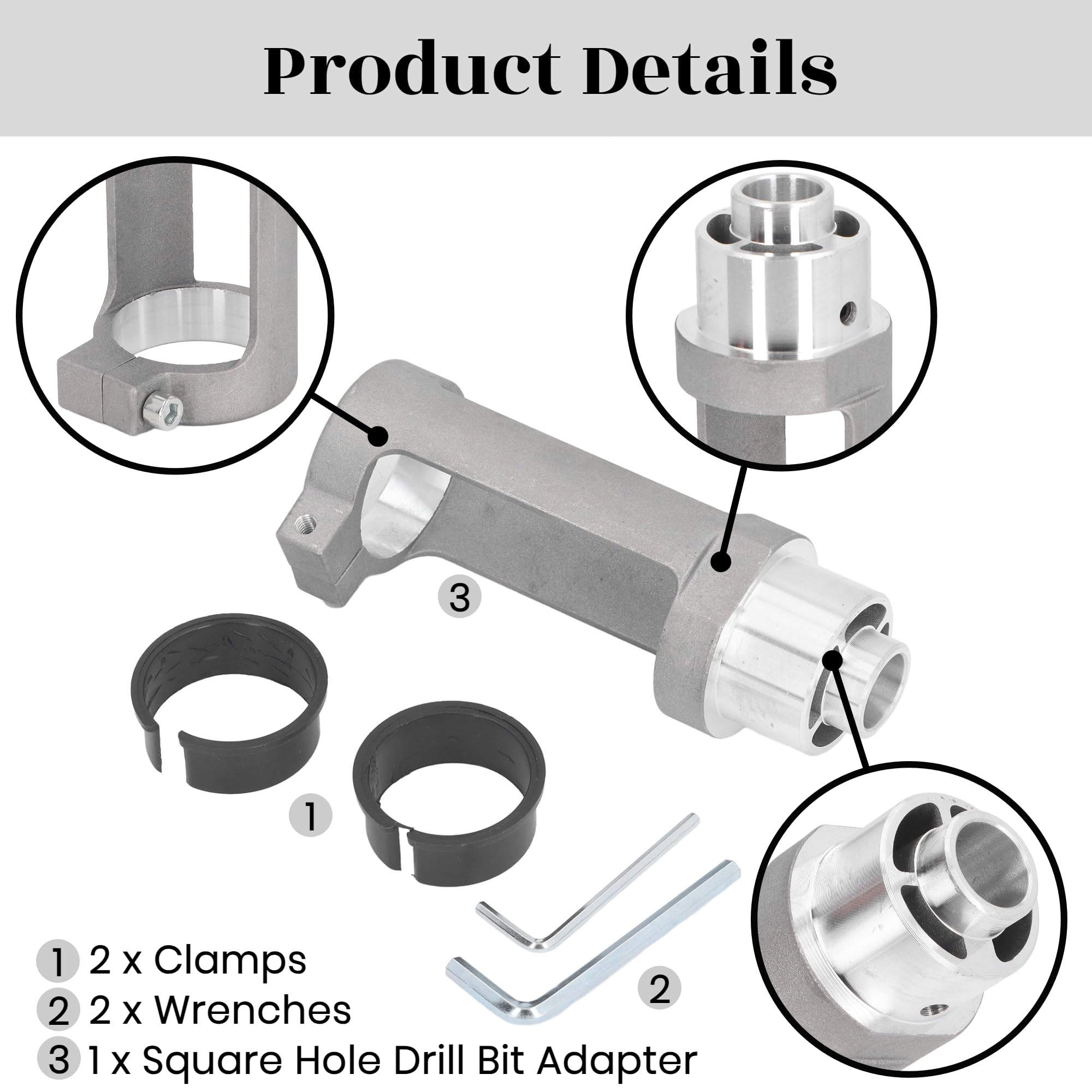 Adaptador de broca cuadrada, soporte de taladro cuadrado para taladros con un diámetro de 38-43 mm, adaptador de taladro cuadrado para taladros eléctricos y taladros manuales para trabajar la madera