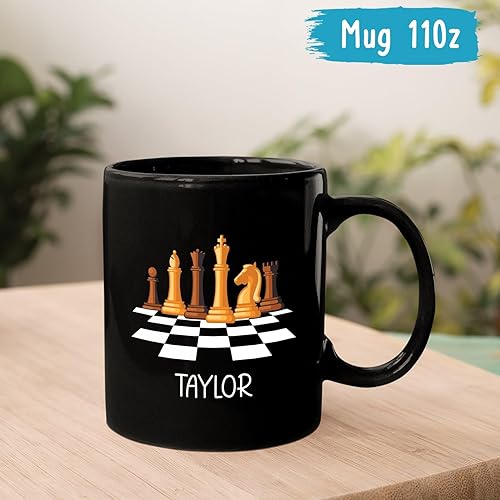 Miniatura 4 de Taza de café de ajedrez, regalos personalizados de cerámica para jugar ajedrez, tazas de jugador de ajedrez con nombre personalizado, regalos para