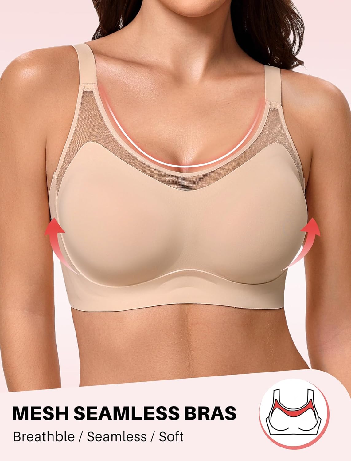 Avidlove Womens Wireless Jelly Bras No Underwire Seamless Push Up T Shirt Bra Mesh Full Coverage Everyday Bralettes - Image 4