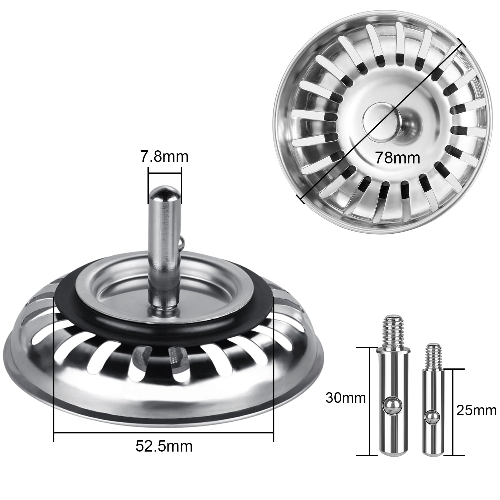 Produktbild von Edelstahl Spülhilfe 3-in-1 - Abflusssieb, Stopper & Geruchsfilter Für Küchenspüle