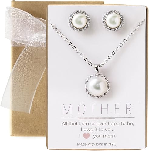 Pearl Stud Earrings ☀ Necklace Set ...