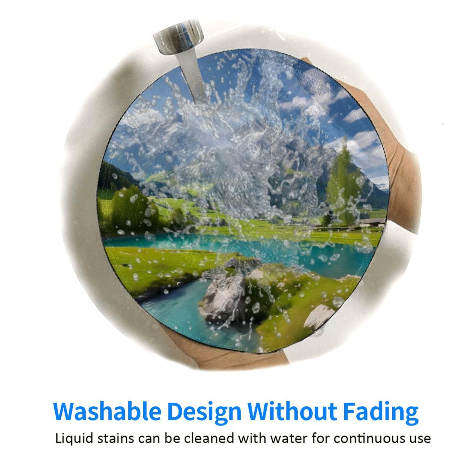 Tapis De Souris Rond De 20 Cm Avec Bords Cousus Et Base En Caoutchouc Antidérapant De 3 Mm Pour Le Bureau, Les Jeux Et Les études