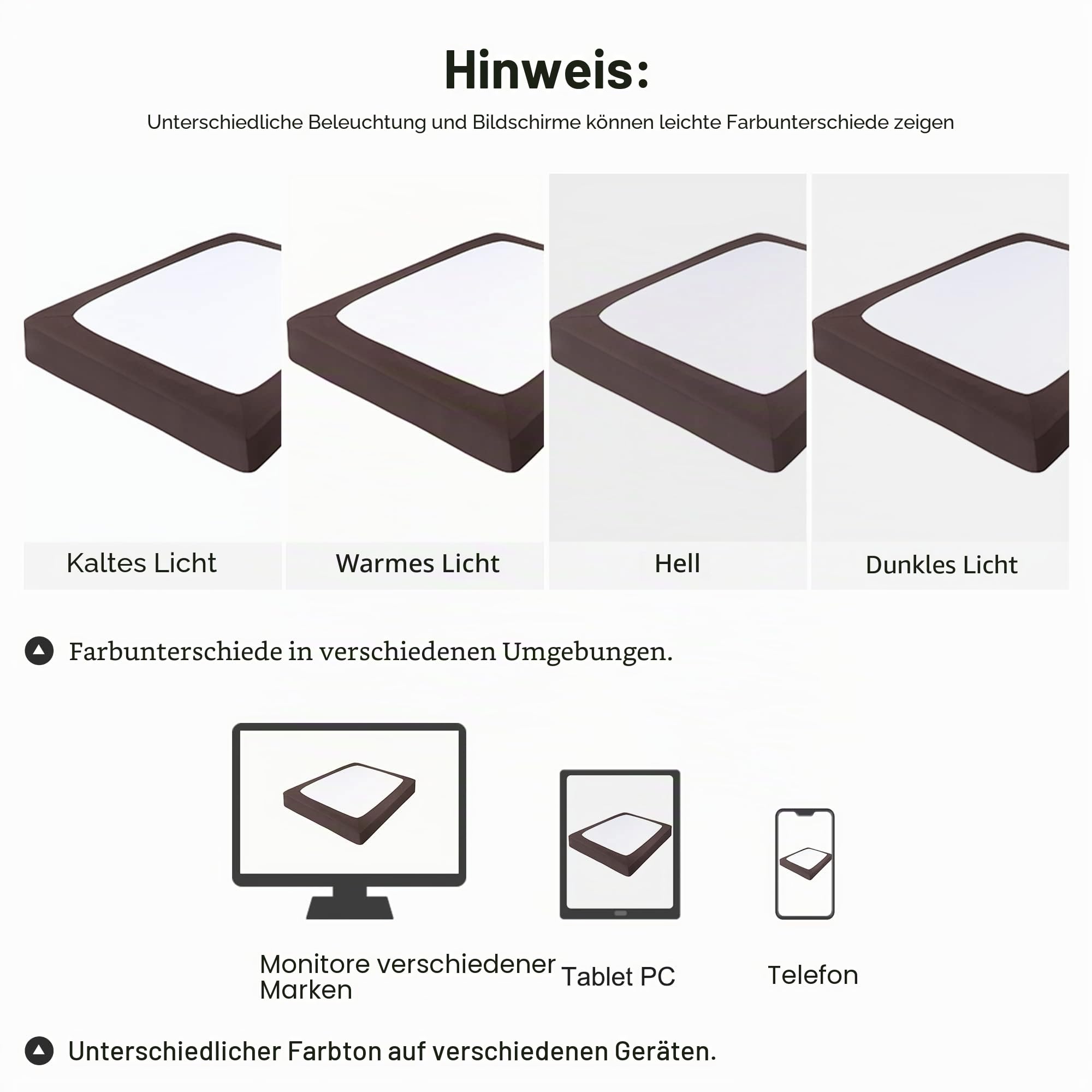 PiccoCasa Boxspring-Bezug, dehnbarer Stoff, 4 Seiten, Bettrock knitterfrei, für Zuhause, elastischer Matratzenbezug, passend für Matratzen bis zu 35,6 cm, Braun