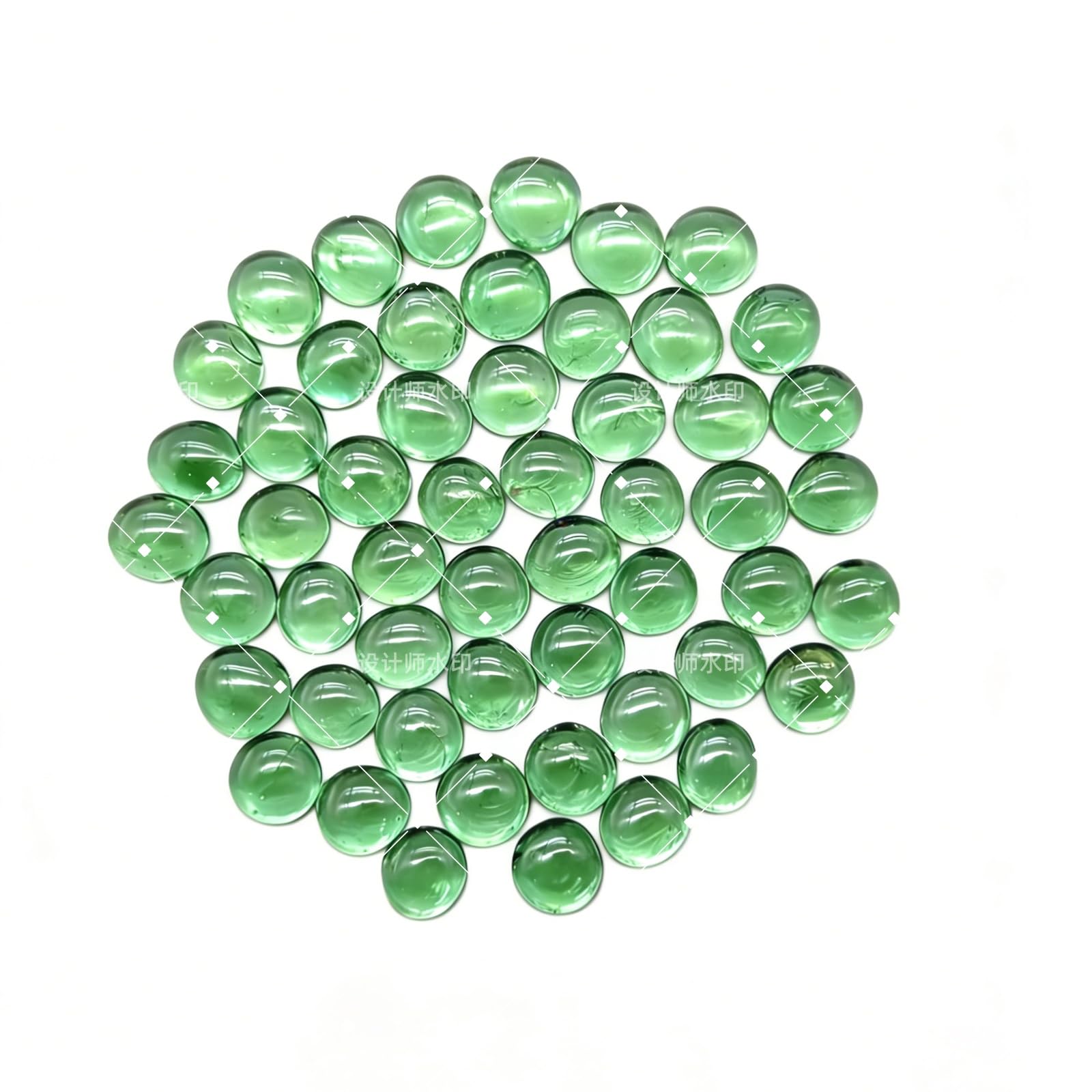 Oiiurly Glass Pebbles 900g Approx.230 pcs Glass Beads for Vases Flat Decorative Glass Stone as Pure as Crystals about 17-20mm of Diameter Glass Gems for Vases Aquarium(Green) — image 1