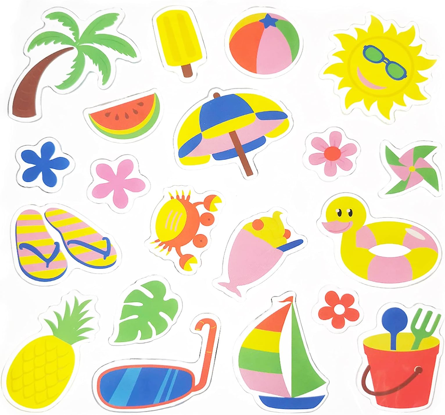 Summer Window Clings - 9 Sheets Tropical Gnomes & Fruits Decals, PVC Stickers For Home, Classroom, Party Decor - View #8