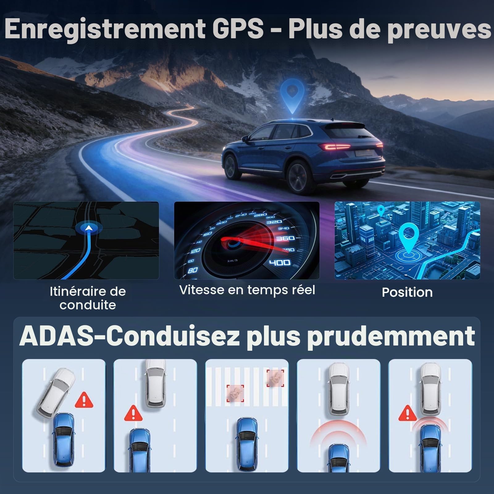 Hikity Dash Cam Rétroviseur 4K Avant 1080P Arrière Écran 10,1"