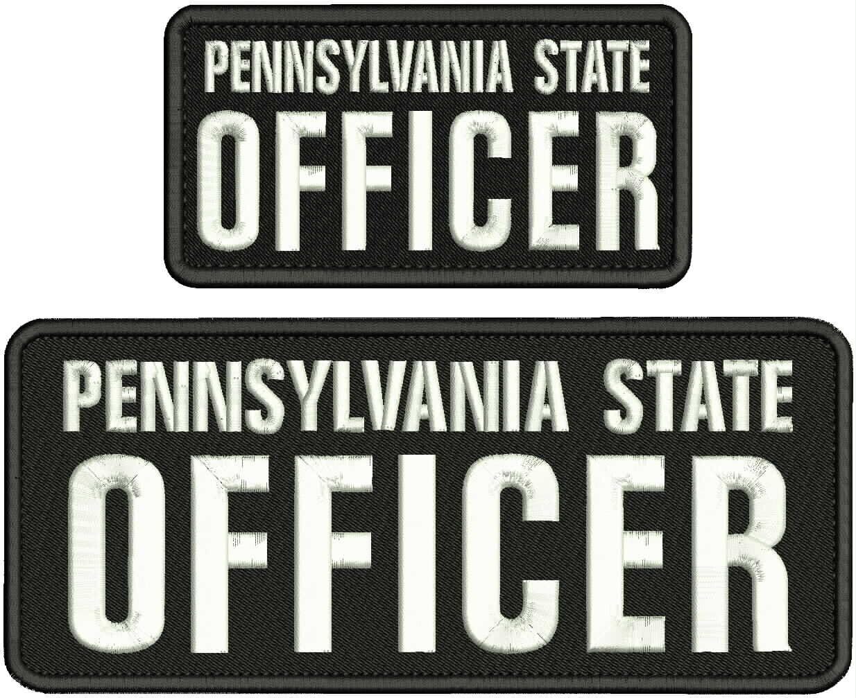 Special Patches for Velcro Patches for Uniform for Pennsylvania State of Embroidery Patch 4X10 and 2X5 Hook ON Back WHITEON Black, Model-Q-X988-2488