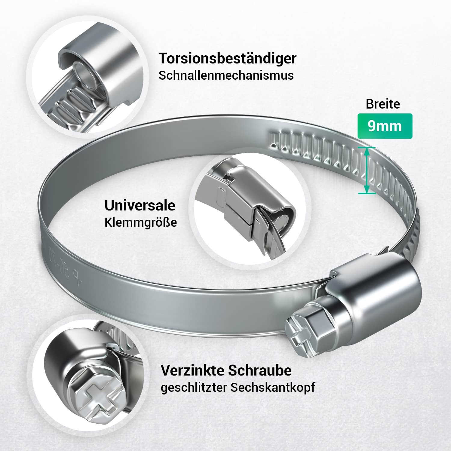Fascette Stringitubo In Acciaio Inox Set 2 Pz ? 12 Mm Ï 13 23 Mm