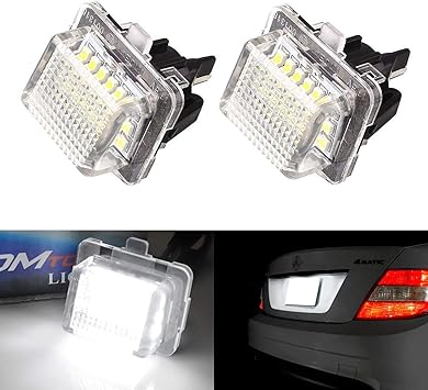  Ijdmtoy Oem Fit 3w Full Led License Plate Light Kit Patible With Mercedes Benz C E S Class Powered 18 Smd Xenon White Led Can Bus Error Free Automotive