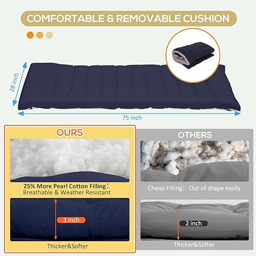 Miniatura 4 de LOENIY Catres plegables para acampar con almohada y colchón extra grueso, catres para dormir de 900 libras, cama de campamento para adultos con