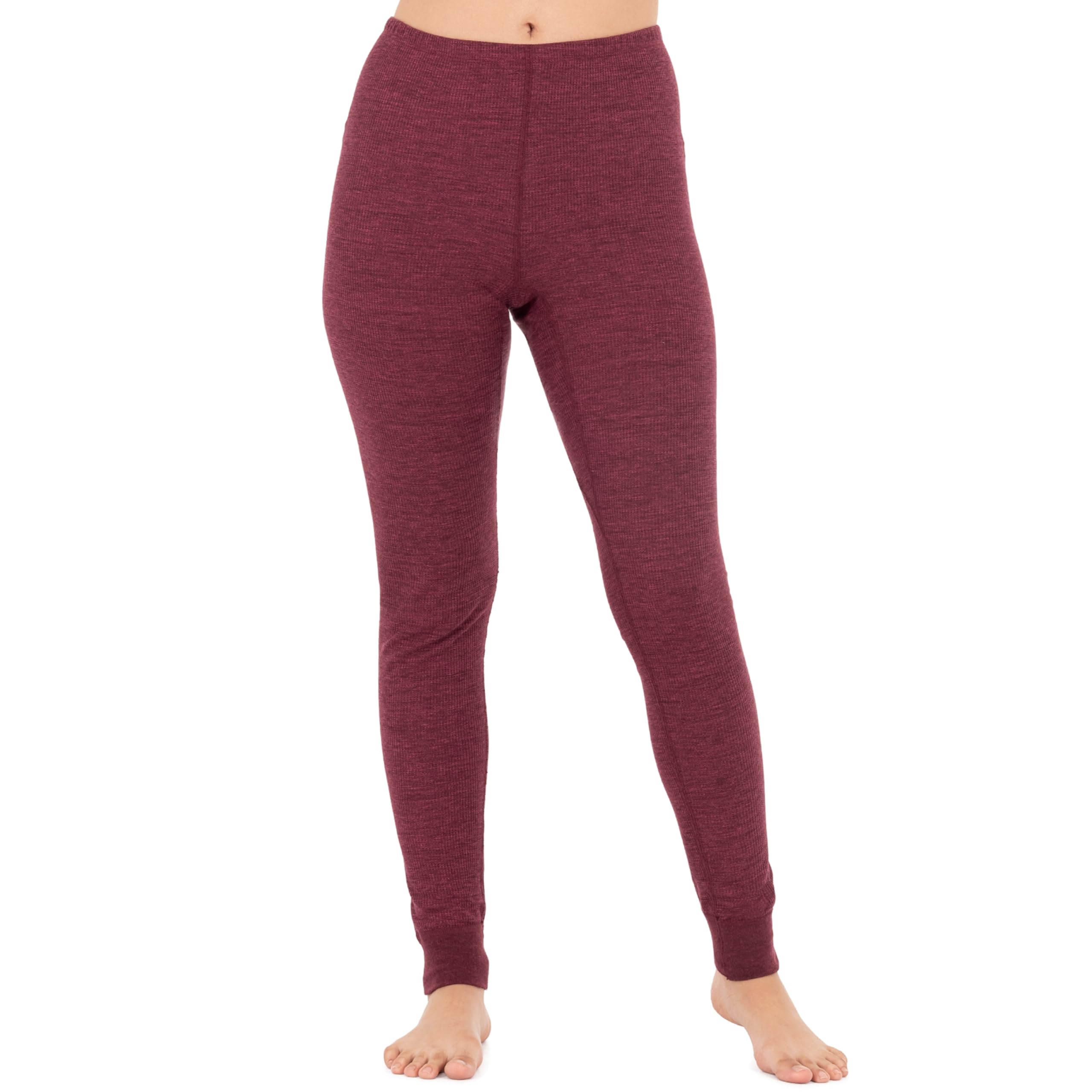 Fruit of the Loom Women's Micro Waffle Thermal Bottom Pajama, Merlot Heather, 1X
