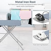Vista 4 de COSTWAY Tabla de planchar con soporte de hierro, soporte de hierro de tamaño completo con 3 capas de cubierta extra gruesa, 7 alturas ajustables