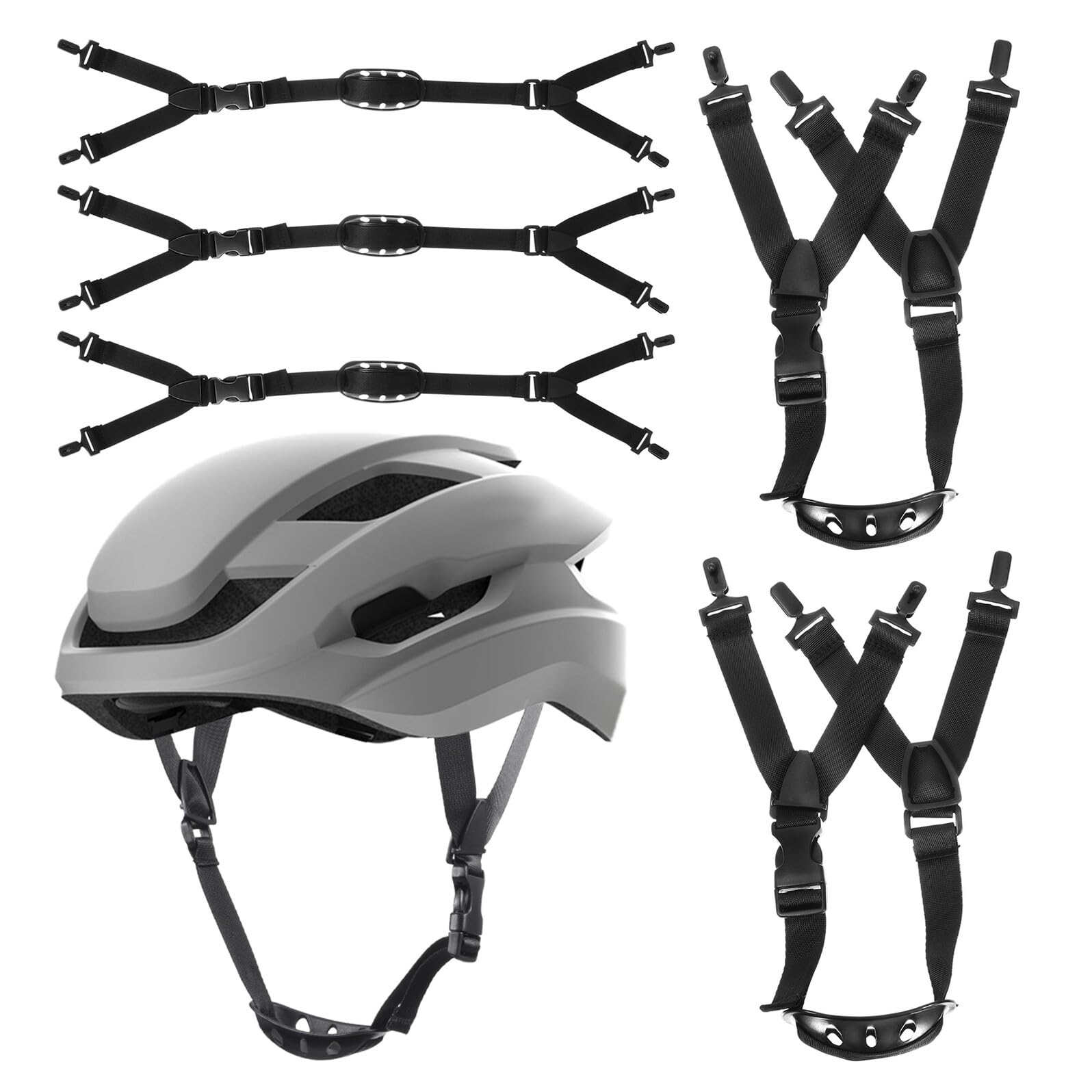6 Correas de barbilla de poliéster negro ajustables para cascos de seguridad industrial 8