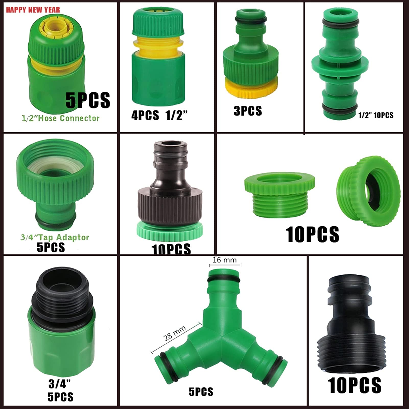 Conector de Grifo de Manguera de jardín Plástico (3/4 1/2) Accesorios de Adaptador de Manguera rápida 1/2 Pulgada Conector de Grifo de Manguera de jardín de 3/4 Pulgadas