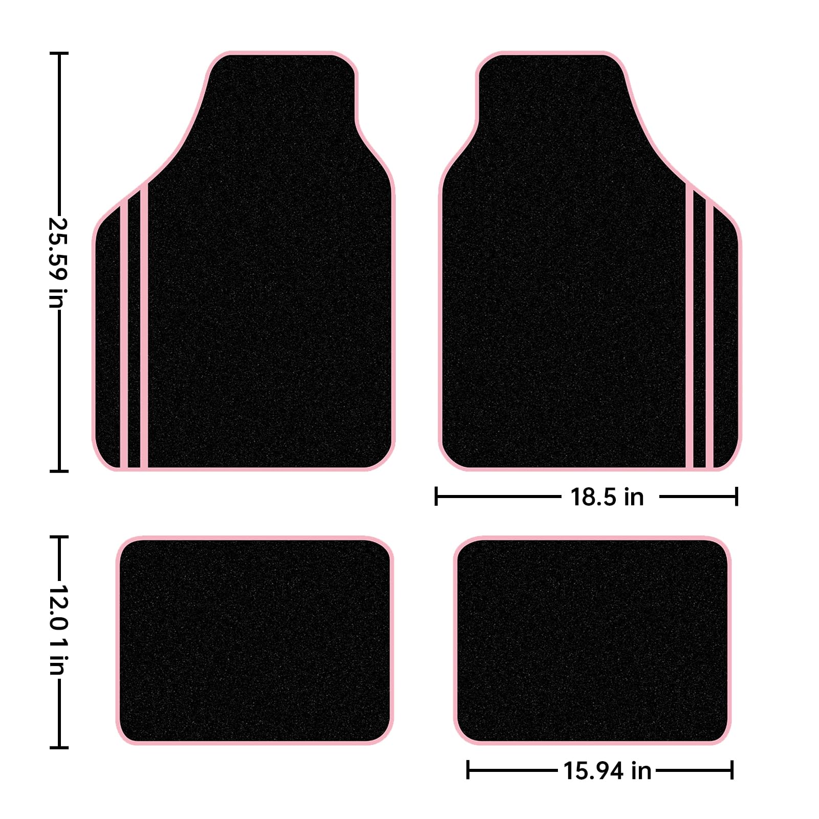 August Auto Universal Fit Pink Trim Design Carpet Car Floor Mats Fit for Sedan SUVs Truck Vans Set — view 2