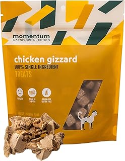 Momentum Carnivore Nutrition Freeze-Dried Chicken Gizzard Cat Treats – Single-Ingredient, High-Protein, All-Natural, Grain-Free, Naturally Flavorful – Made in USA – 1.9 oz Bag