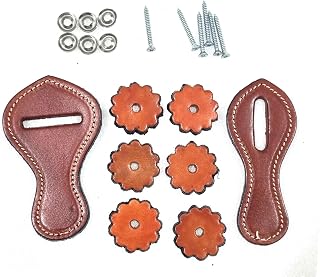 Western Saddle Leather Repair Kit Latigo Carrier Flank Cinch Holder Rosettes Brown Stitched