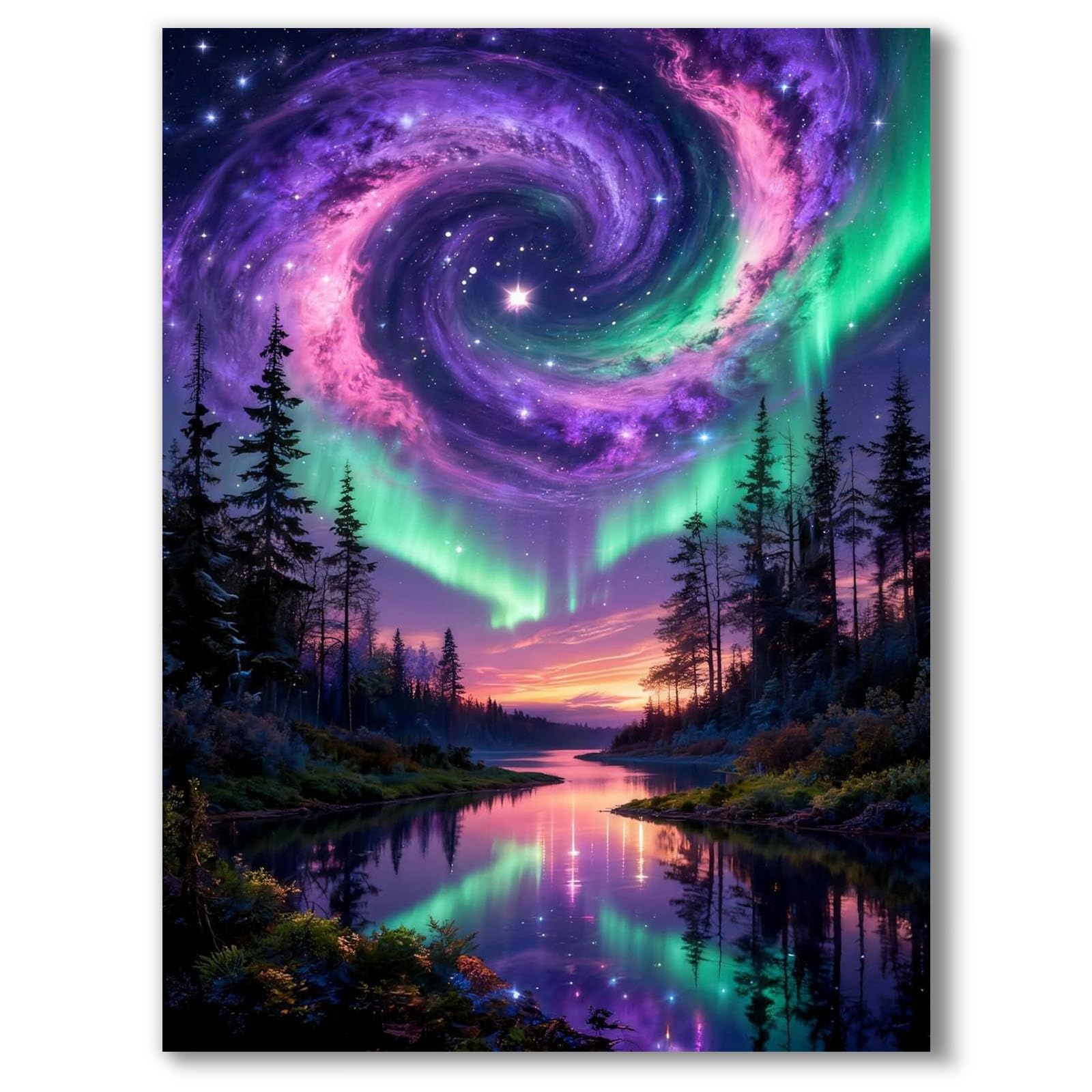 YarnWhimsy Aurora Diamond Art for Adults, Northern Night Sky Diamond Painting for Adults, 5D Full Drill Round Landscape Gem Art for Home Wall Decor, Gift, 30 x 40 cm, No Frame