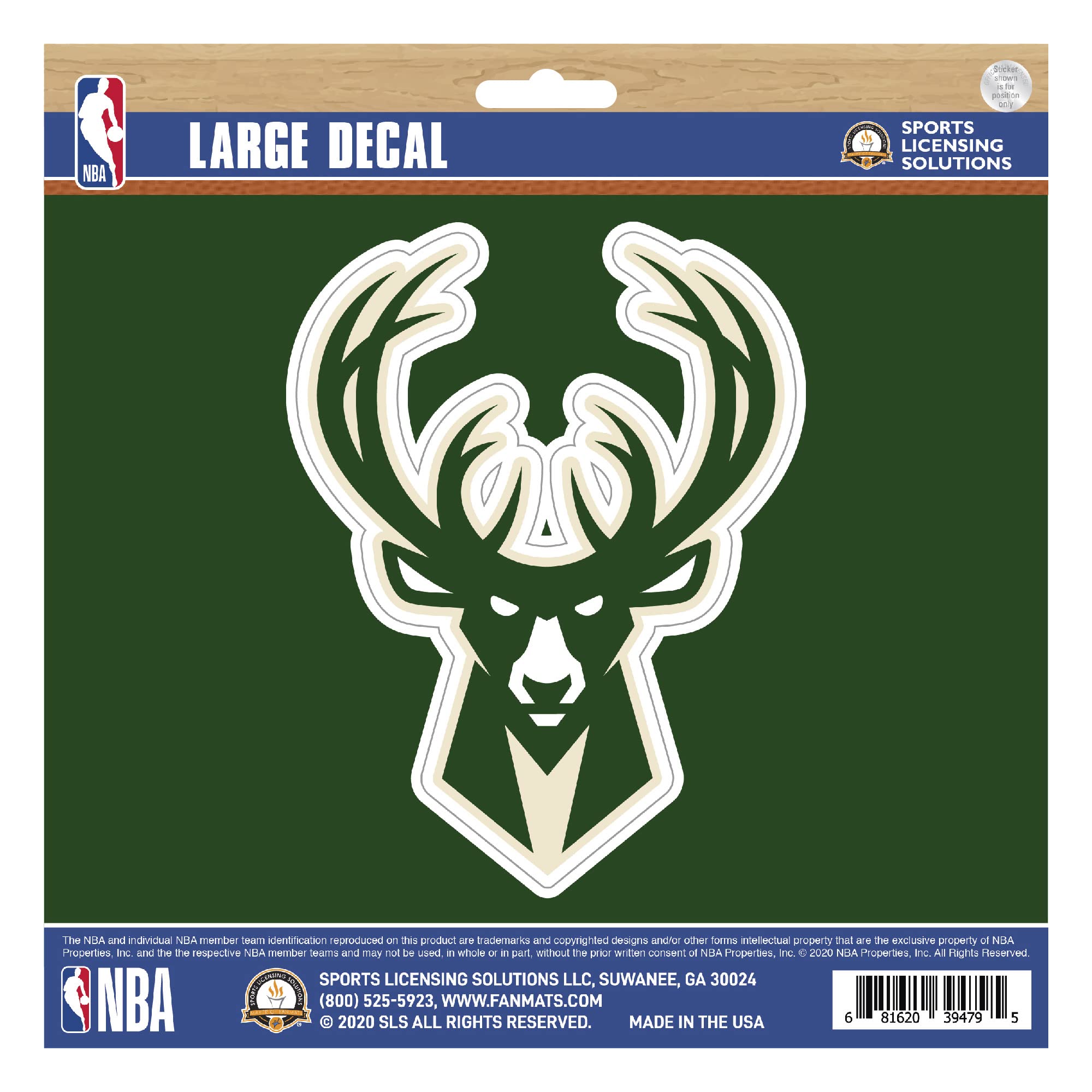 Autocollant Milwaukee Bucks grand format FANMATS 63243 pour voiture et bureau