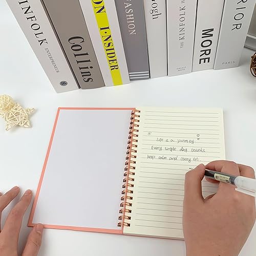 Miniatura 4 de Paquete de 2 cuadernos en espiral con tapa dura de tapa dura de color rosa pastel, bloc de notas y cuaderno de bocetos para estudiantes, oficina y