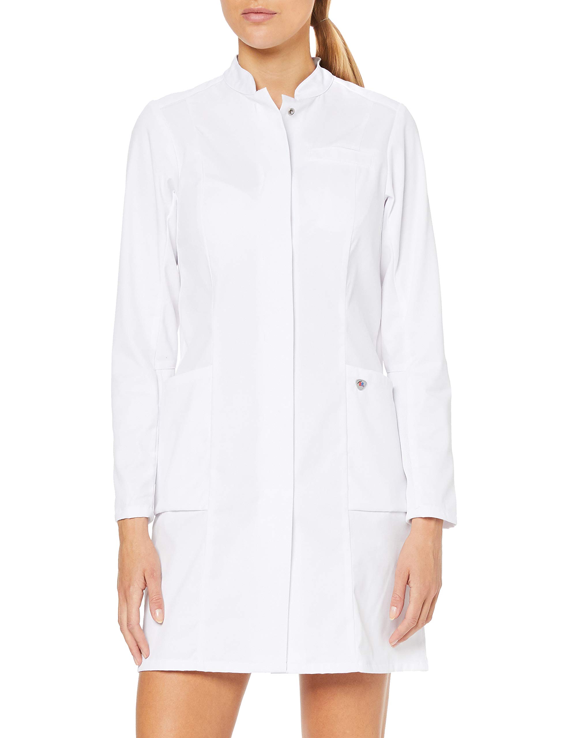 BP 1746 684 21 34n doktersjas voor vrouwen, lange mouwen met stretchinzetstukken, 200,00 g/m² stofmix met stretch, wit, 34n