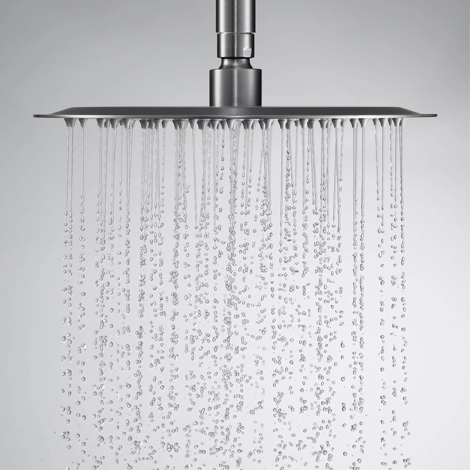 Alcachofa de Ducha Gris Ronda Alcachofas Fijas para Ducha de Alta Presión Ultra Delgado 304 Acero Inoxidable Rociador Ducha Efecto Lluvia,16 Inch