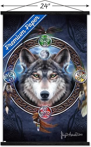Vista 15 de Trends International Brigid Ashwood - Celtic Wolf Guide Wall Poster with Magnetic Frame Premium Print and Beechwood Hanger Bundle,Premium Print and
