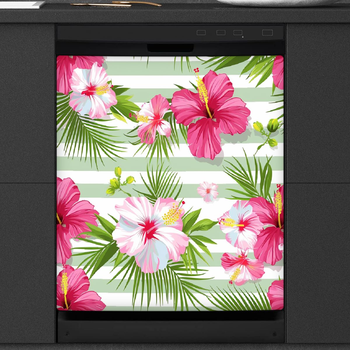 Magnétique pour lave-vaisselle fleuri anti-rayure et étanche grand format 53x66