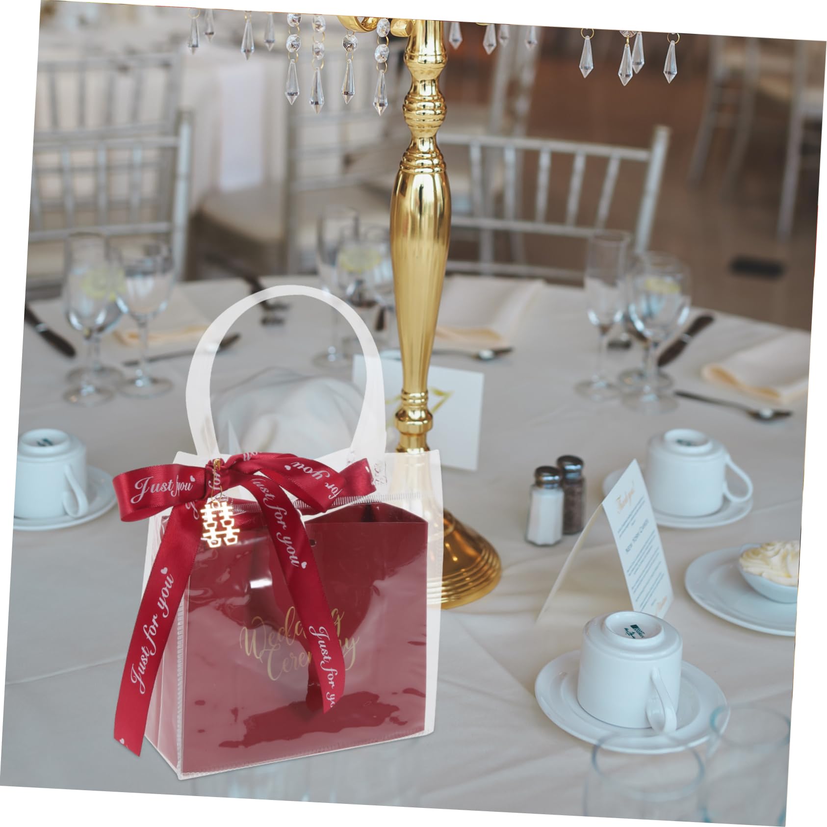 Didiseaon 10 Sacchetti Rossi Per Matrimonio Con Manici Scatole Di Caramelle Rivestite in Pvc Per Forniture Per Feste Di Matrimonio