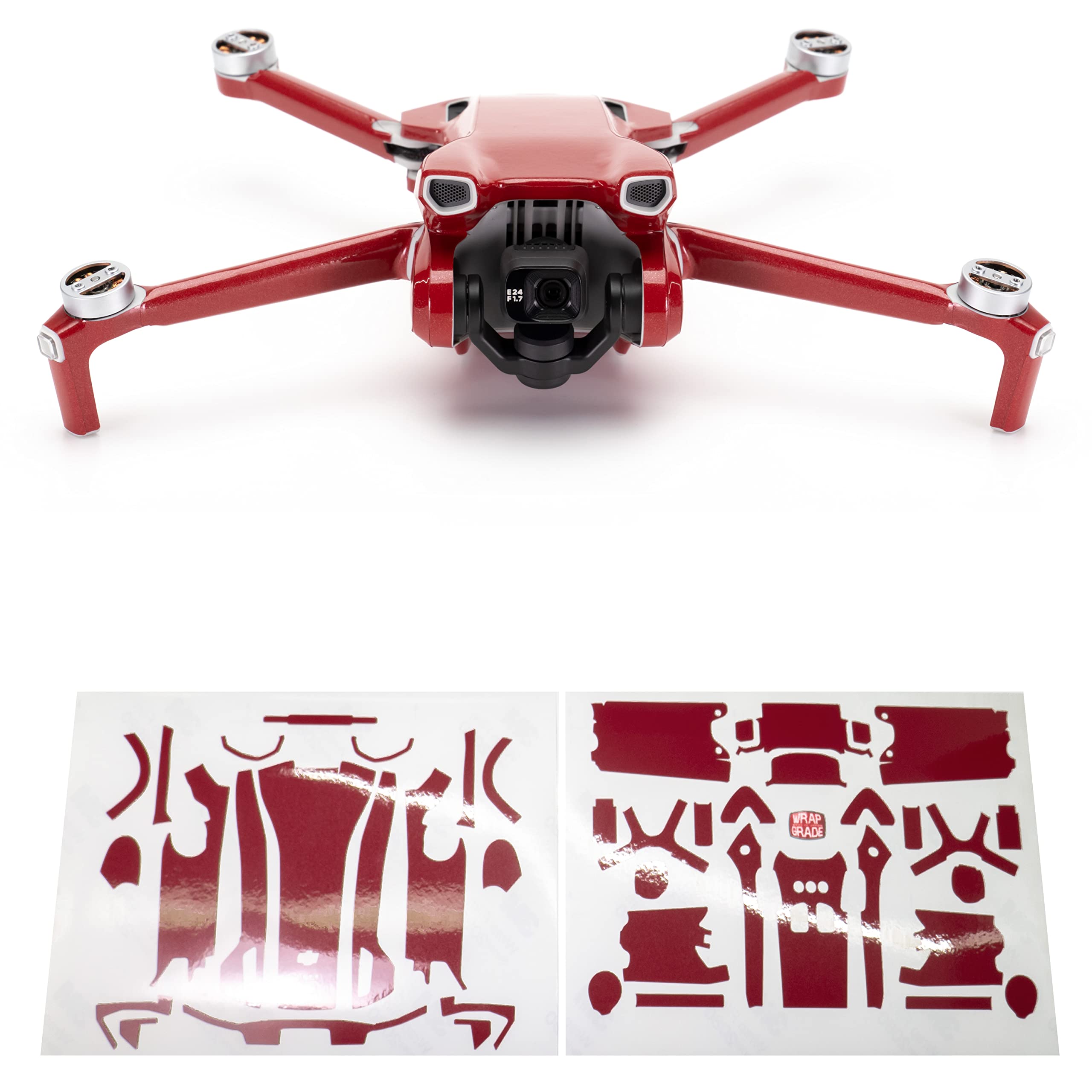 WRAPGRADE Skin Stickers compatible with DJI Mini 3 | Main Unit (JAPAN RED)