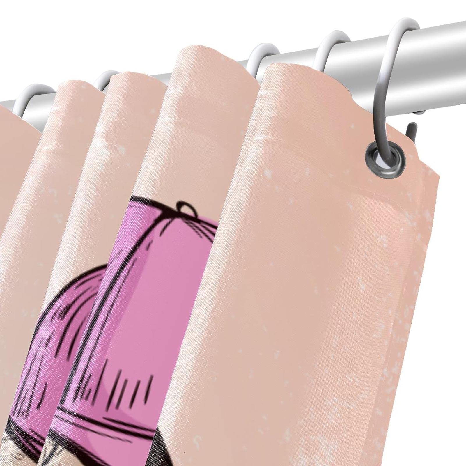 WELMECO Tenda Da Doccia Rosa Dahlia, 180x180 Cm, In Poliestere, Con 12 Ganci, Decorazione Bagno Rosa E Grigio