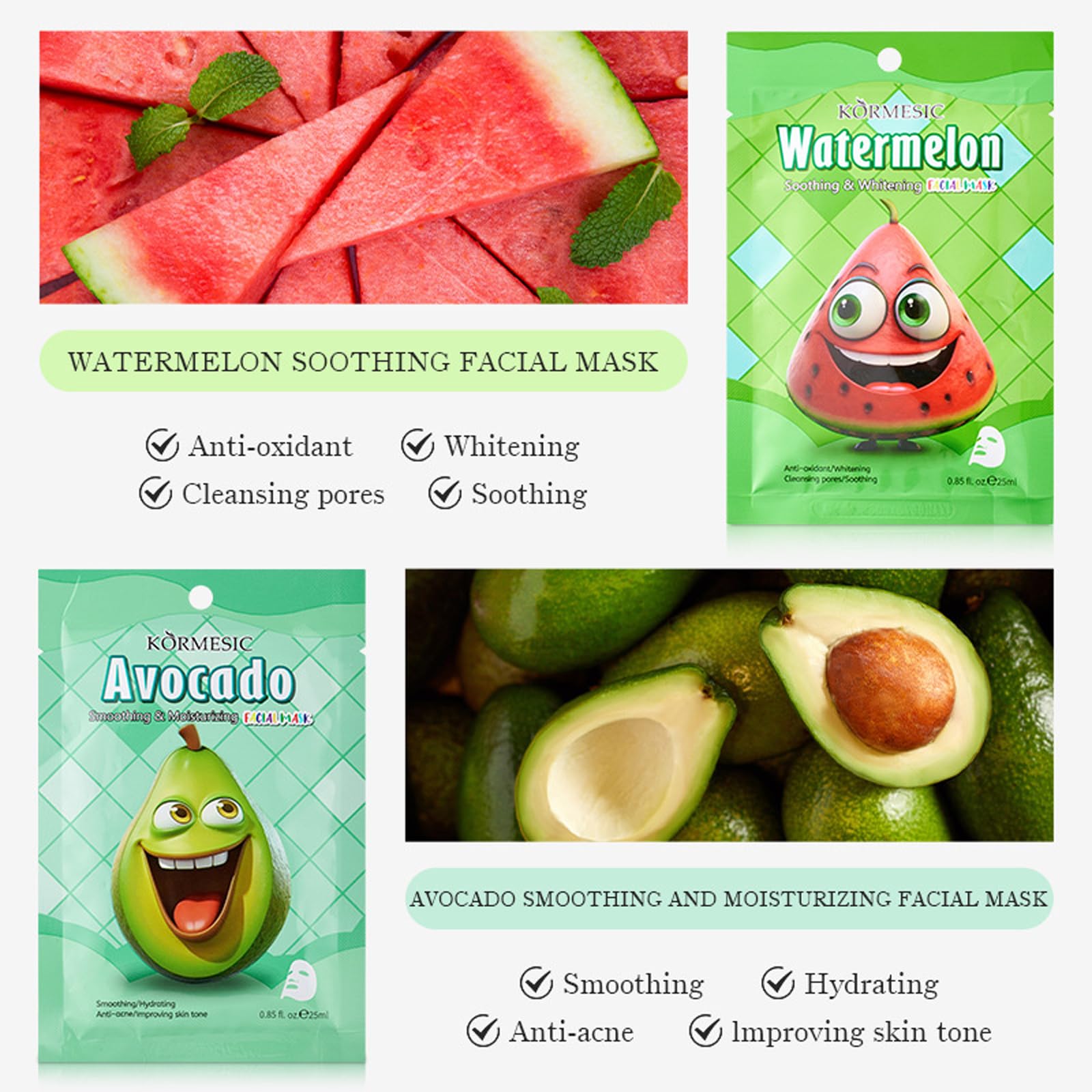 Face Masks for Kids 7Pcs Fruit Sheet Mask - Image 4