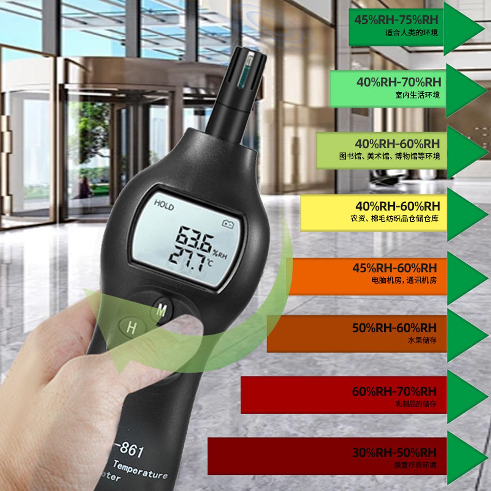 Thermomètre hygromètre compact avec calibrage automatique et température corporelle légère pour voyage, camping, intérieur et extérieur