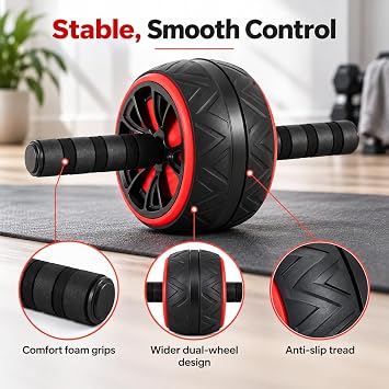 7-Piece Ab Roller Wheel Set with Knee Mat for Home Core Training