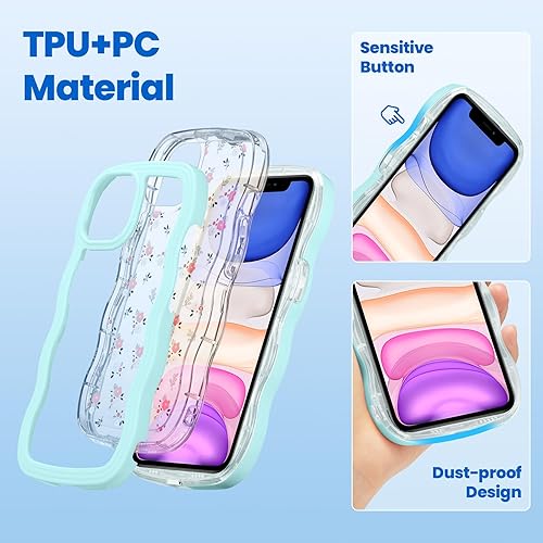 Miniatura 2 de ZCDAYE Funda floral compatible con iPhone 11, patrón de flores estéticas y bonita funda rizada con forma ondulada para mujeres y niñas, funda de TPU