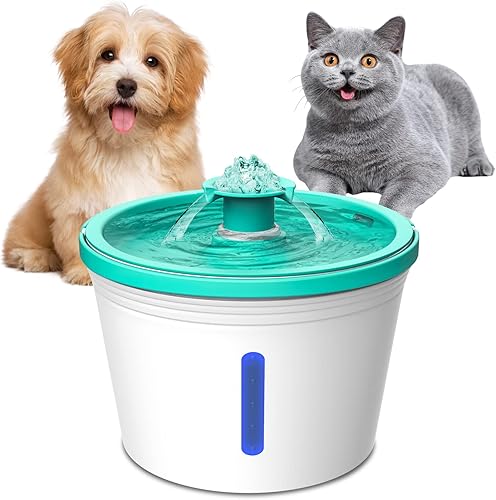 Fuente de agua para mascotas de 54 onzas, 1.6 L, dispensador automático de agua ultrasilencioso para gatos, fuente de agua portátil para mascotas,