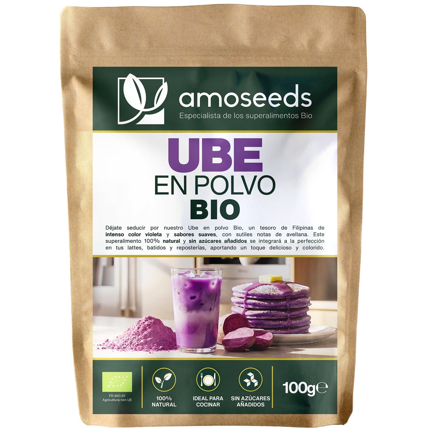 Ube en polvo BIO 100g | Filipinas | Sin Azúcares ni Colorantes Añadidos | 100% Natural y Puro | Sabor suave, ideal para batidos y repostería | Primera calidad