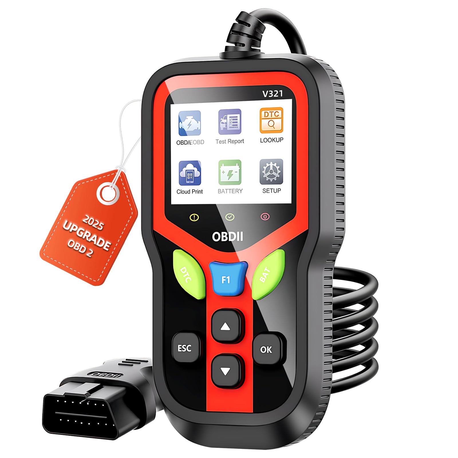 Carehabi OBD2 Diagnosegerät, Diagnosegerät Auto, Auslesegerät Auto für Alle Fahrzeuge seit 1996 & Newer (Schwarz)