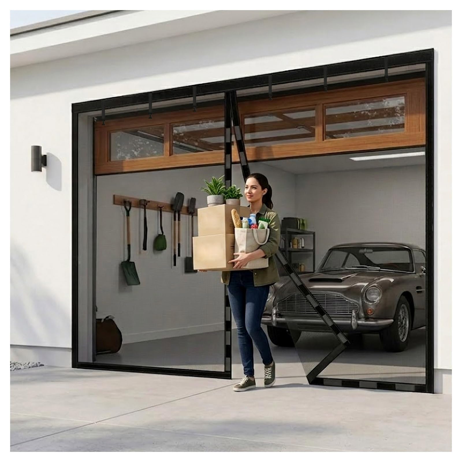 Moustiquaire de garage magnétique pour stopper les insectes noirs