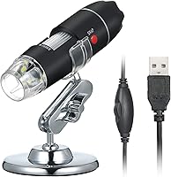 Vista 1 de Andoer Microscopio digital USB 1600X cámara de aumento 8 LED con soporte portátil de inspección de mano lupa