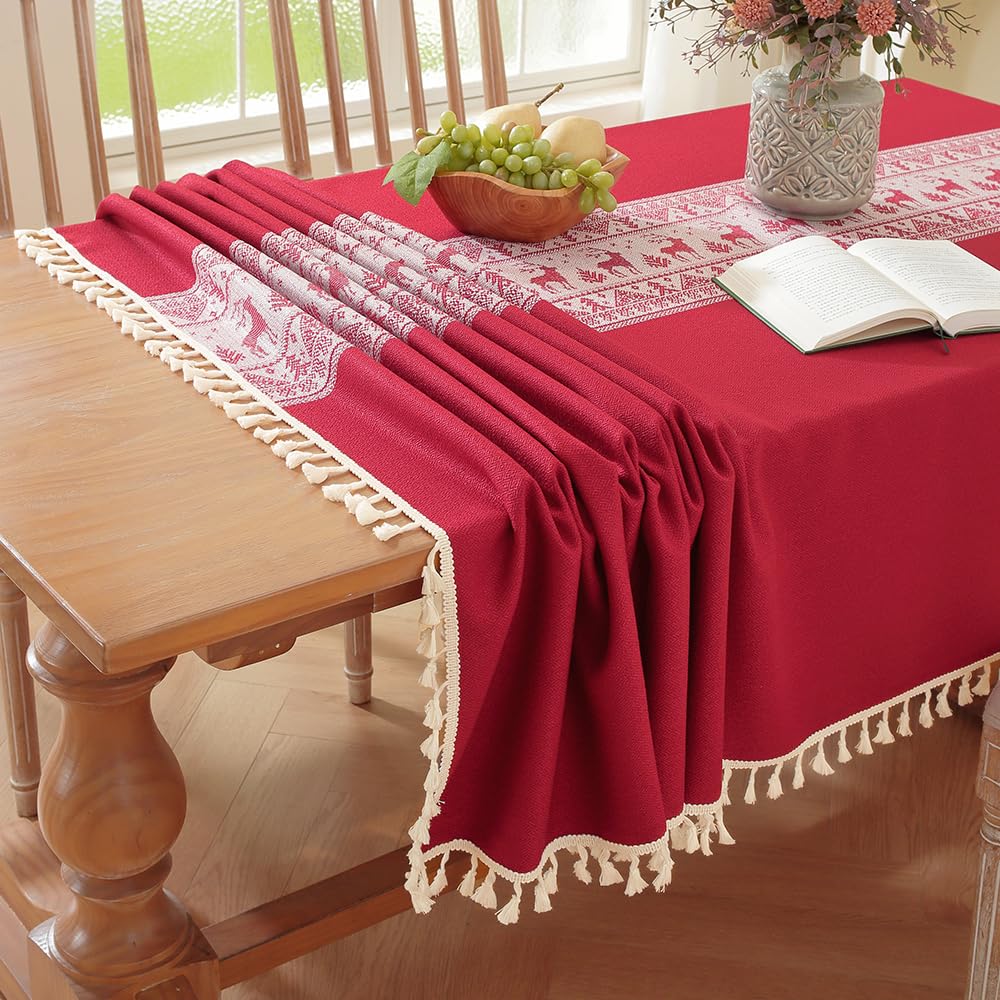 HOMESCAPES Zwart tafelkleed, effen katoenen tafelkleed, extra groot
