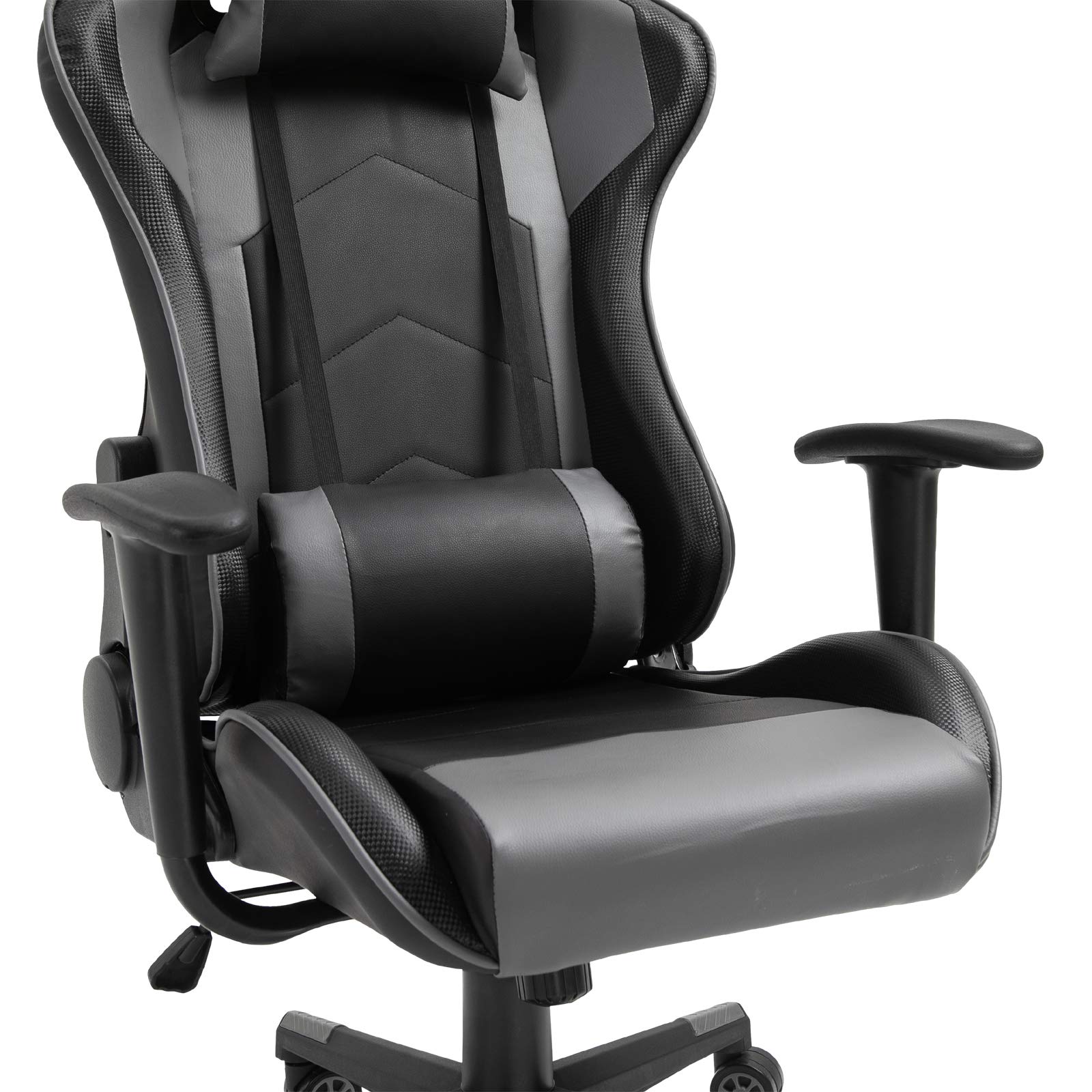 Vinsetto Ergonomiczne krzesło biurowe, fotel gamingowy, krzesło obrotowe, sztuczna skóra, pianka, MDF, czarne, 67,5 x 56 x 126–136 cm