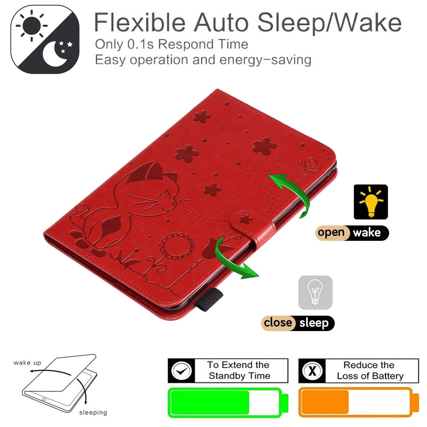 Artfeel Case Compatible With IPad Mini 1/2/3/4/5,Cute Girl Cat Embossed