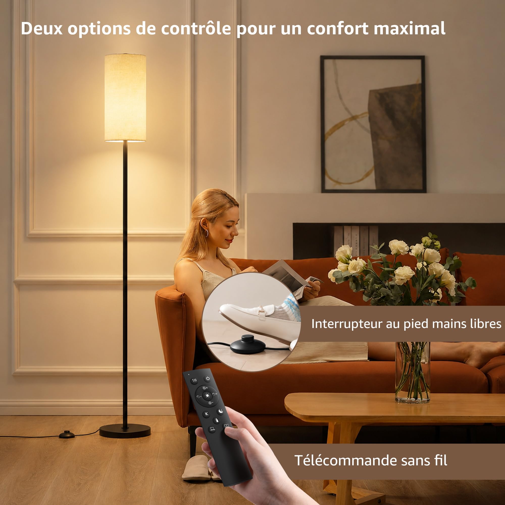 OHLUX Stehlampe Wohnzimmer Nowoczesna z lampą, Stehleuchte dla Schlafzimmer BLACK