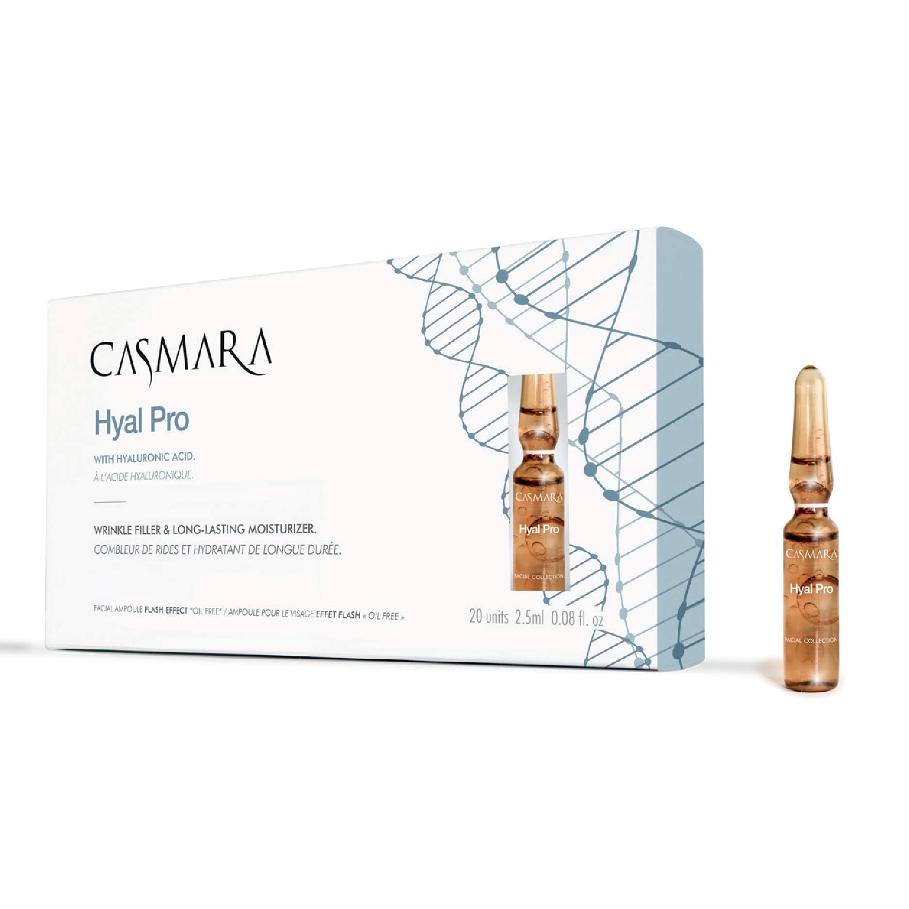 Casmara, Hyal Pro Długotrwały wypełniacz zmarszczek i nawilżający w ampułkach 2,5 ml. (20 sztuk 2,5 ml)