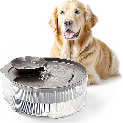 Fuente de agua para perros, fuente de agua para mascotas de 5 L169 onzas con diseño transparente y 3 filtros, fuente para perros con bomba