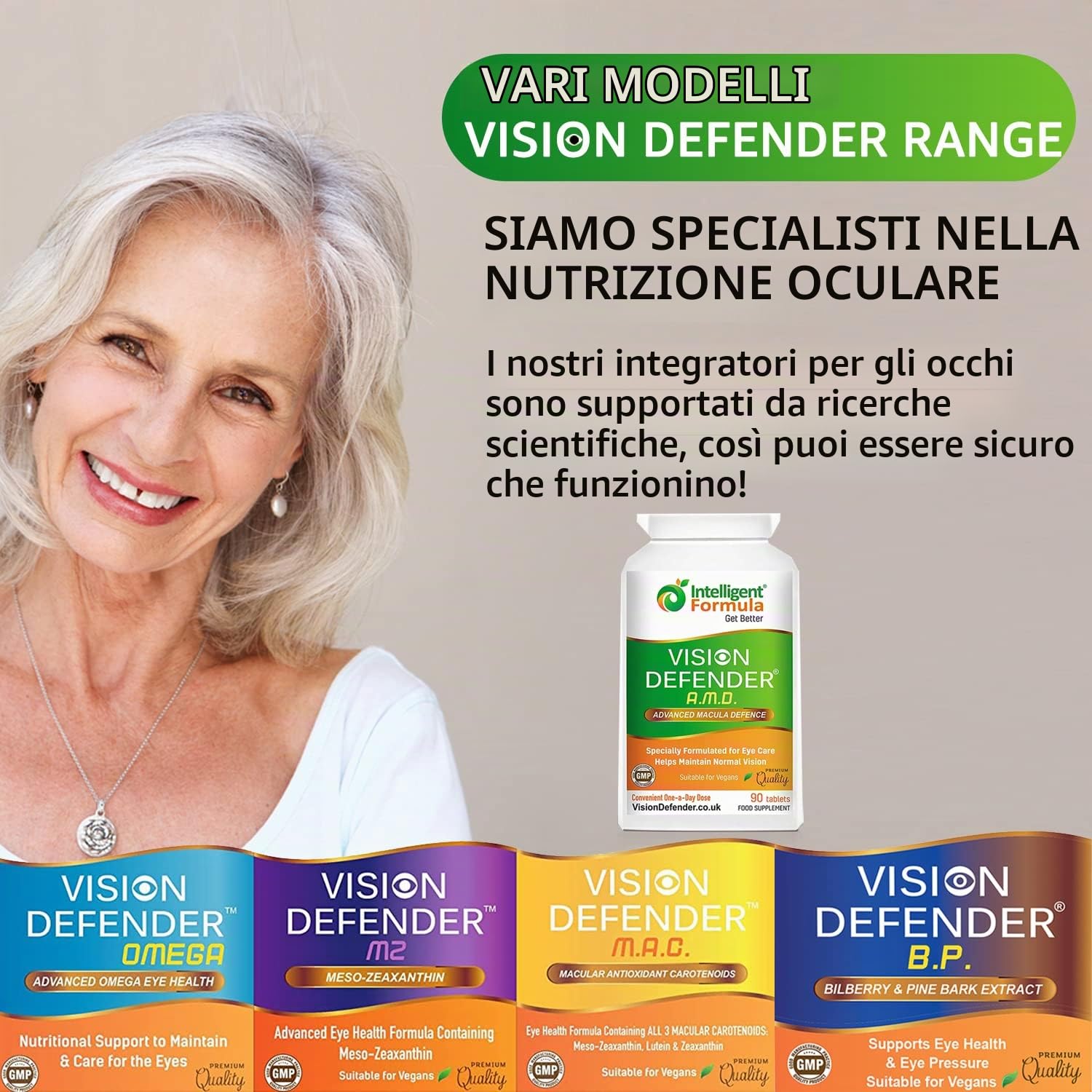 Vision Defender Advanced & MZ Bundle Benessere Oculare - Formula AREDS2 Luteina Zeaxantina Meso-Zeaxantina - Vitamine Occhi Vegane - 90 Giorni 180 Capsule - UK