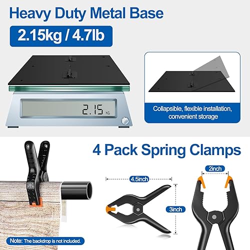 Miniatura 4 de FUDESY Soporte de fondo resistente, 8.5 x 10 pies, soporte de fondo ajustable para fotos, kit de sistema de soporte con base de acero, tubo y