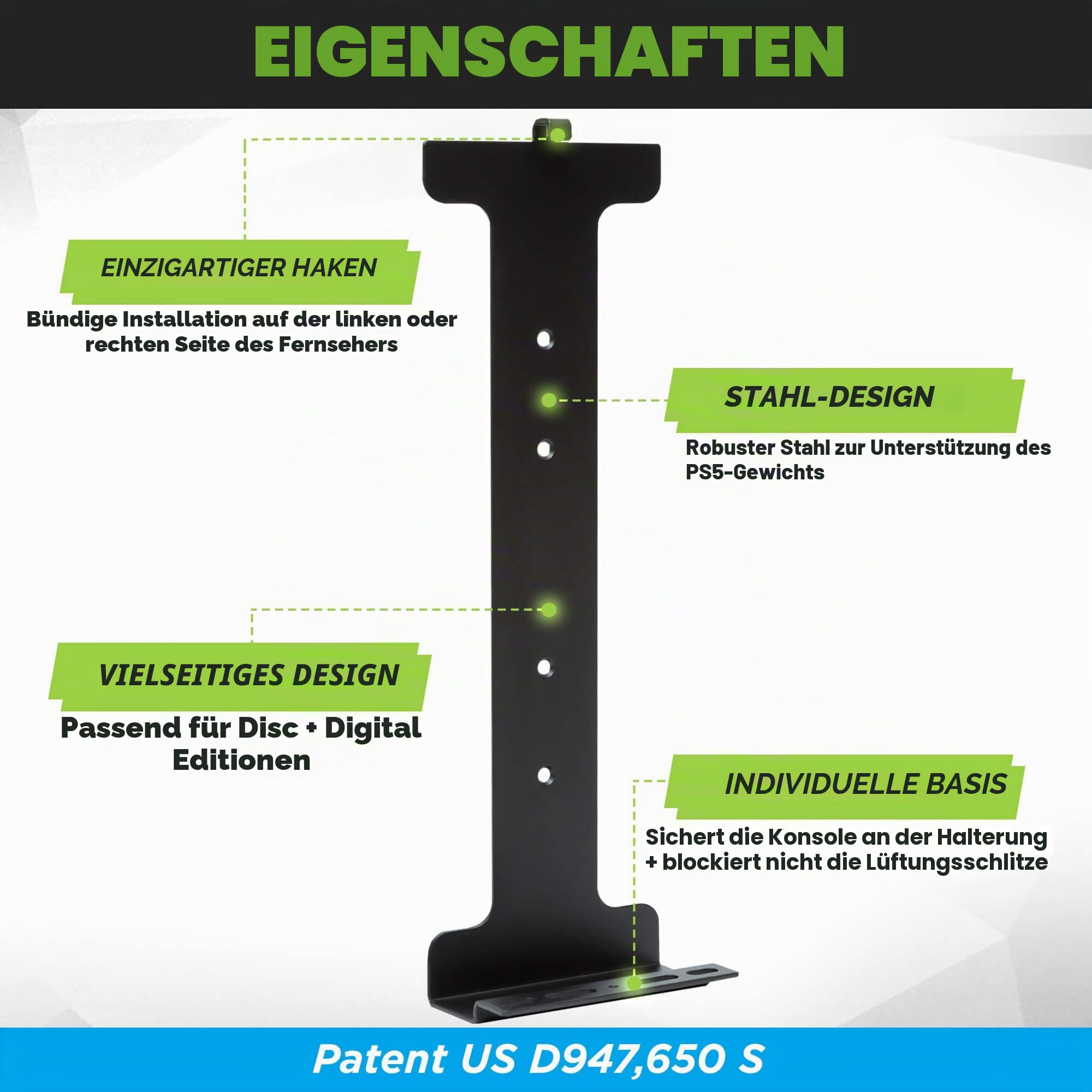 HIDEit PS5 Wandhalterung - Wandhalterung für Playstation 5 (Disc und Digital)