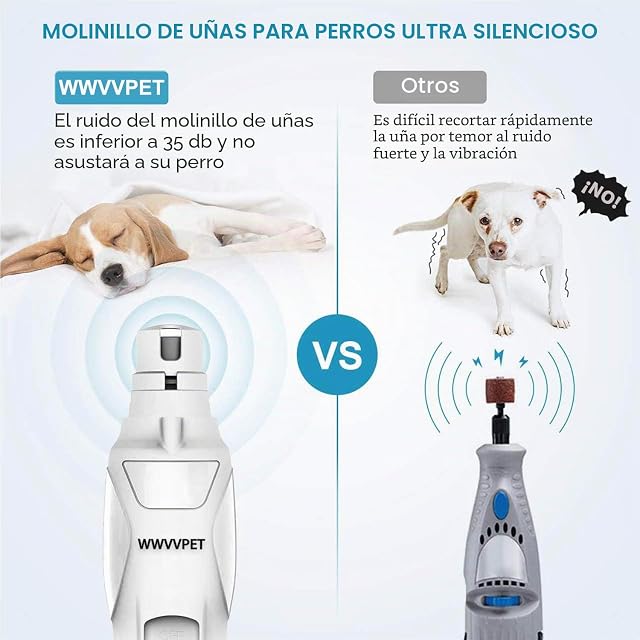 Foto 3 de 8 de WWVVPET Molinillo de uñas para Mascotas, más Potente y silencioso, de Baja vibración para Perros
